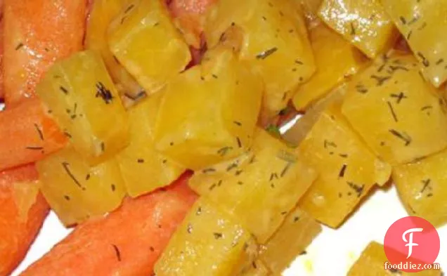 Lemon Glazed Carrots and Rutabagas