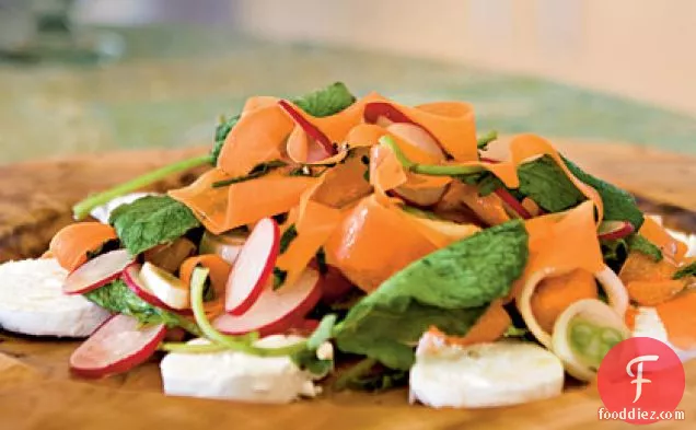 Raw Spring Vegetable Salad with Goat Cheese