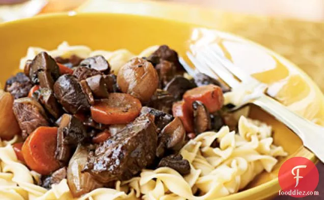 Beef Braised with Red Wine and Mushrooms
