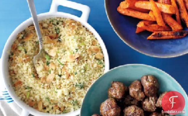 Couscous and Roasted Carrots with Spiced Meatballs
