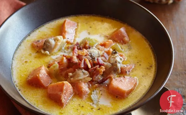 Sweet Potato Clam Chowder With Bacon