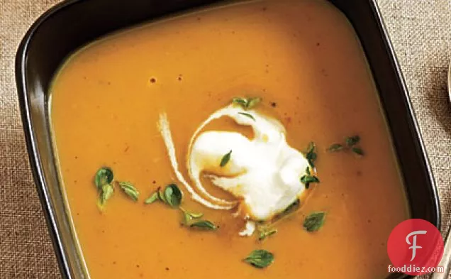 Roasted Chestnut Soup with Thyme Cream
