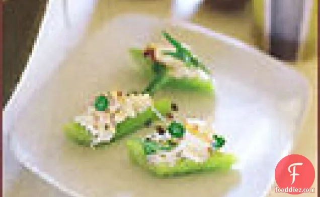 Crab and Pea Salad in Celery Ribs