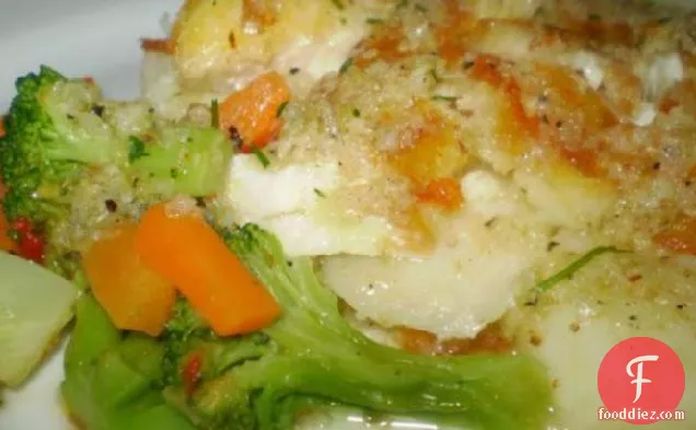 Pan-Fried Fish on Potato, Horseradish and Lime Salad