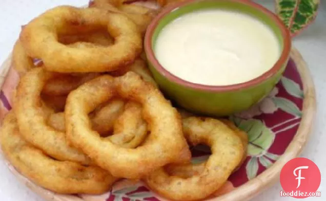 Caribbean Lime Onion Rings With Spicy Dipping Sauce