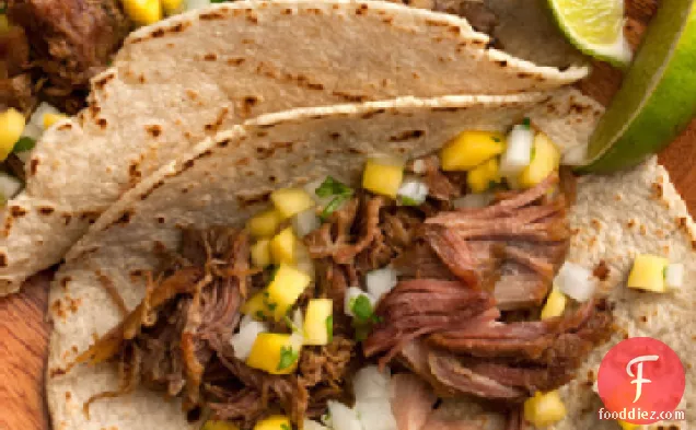 Wild Boar Carnitas Tacos with Jicama-Mango Salsa