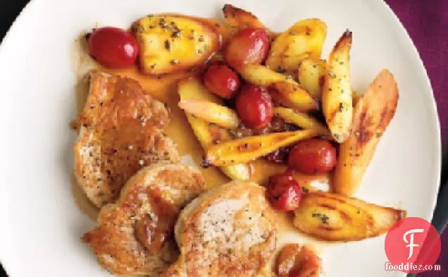 Pork Medallions with Parsnips and Grapes
