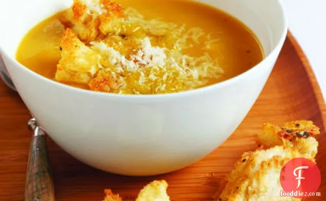 Butternut Squash Soup with Sage and Parmesan Croutons