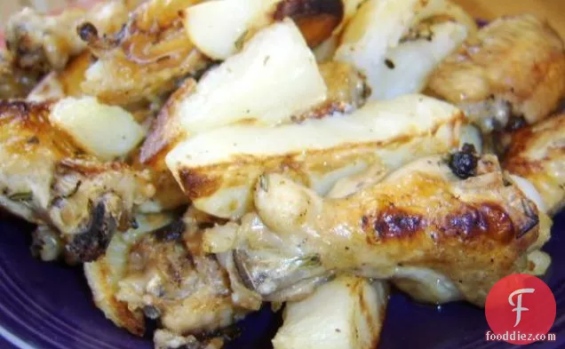 Roasted Chicken Nibbles and Potatoes With Lemon Flavours