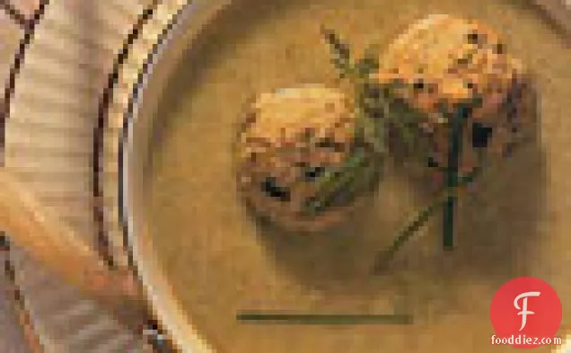 Celery and Parsnip Soup with Green Onion-Dill Matzo Balls
