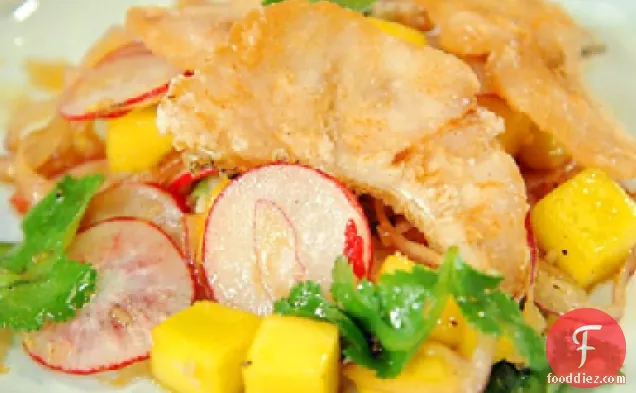Crispy Fish Salad with Red Onion, Mango, and Soy-Lime Vinaigrette