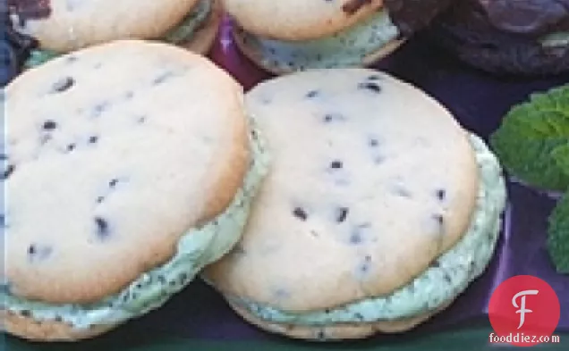 Chocolate Chip Cookie and Mint Ice Cream Sandwiches