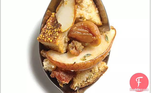 Rye Stuffing with Italian Sausage, Pears, and Chestnuts