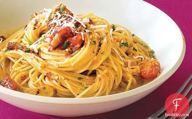 Capellini with Bacon and Bread Crumbs