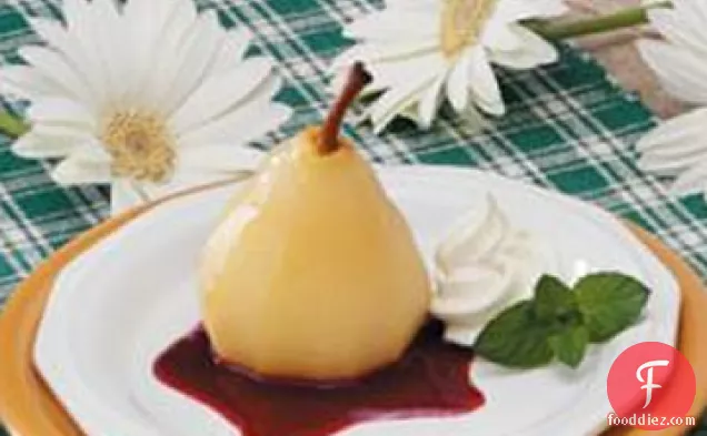 Pears with Raspberry Sauce