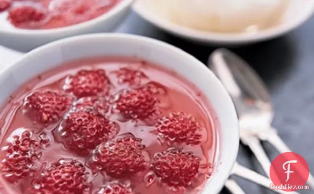 Fresh-Raspberry Gelatin and Whipped Cream