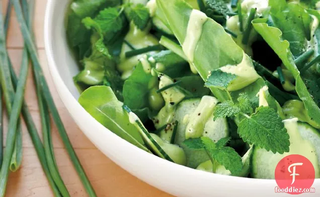 Tart Green Salad with Avocado Dressing