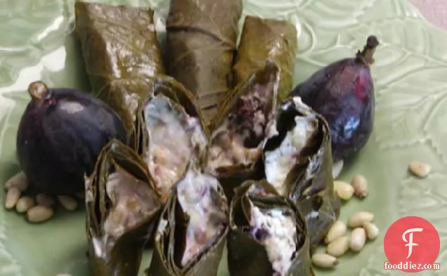 Grape Leaves Stuffed with Goat cheese & Figs