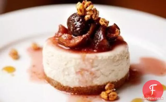 Candied Fig, Hazelnut and Orange Cheesecake with Port Sauce