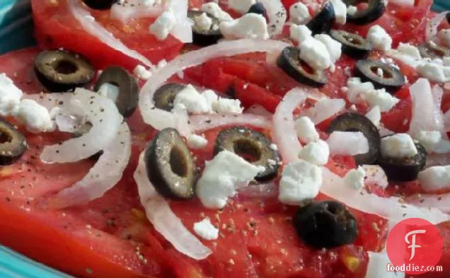 Tomato, Goat Cheese and Black Olive Salad