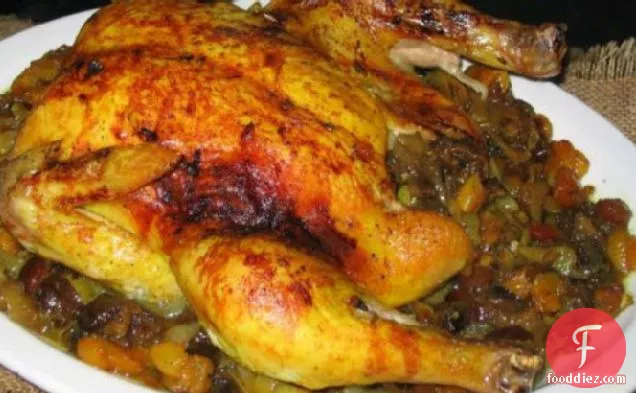 चिकन को सूखे मेवे और बादाम के साथ भूनें