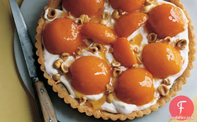 Hazelnut Frangipane Tart with Apricots and Softly Whipped Creme Fraiche