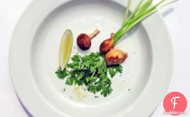 Baby Celery And Shitake Mushroom Salad With Lemon And Parmigian