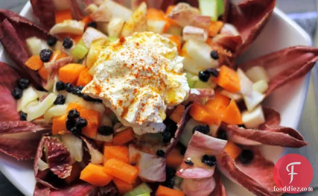 Carrots, Fennel And Red Chicory With Hummus