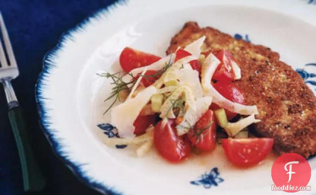 Pan-Fried Chicken Cutlets with Cool Fennel Salad