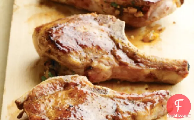 Pork Chops with Apricot-Almond Stuffing