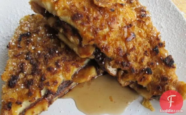 Crunchy Stuffed Nutella and Banana French Toast