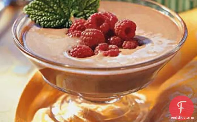 Chocolate-Frangelico Crème Anglaise Coupes with Fresh Raspberries
