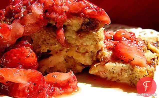Bread Pudding With Raspberry/Strawberry Topping