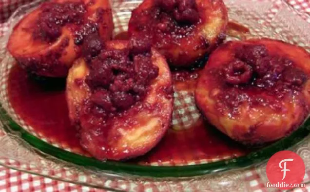 Grilled Peaches with Raspberries