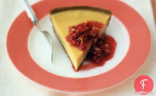 Buttermilk Pie with Raspberry Sauce