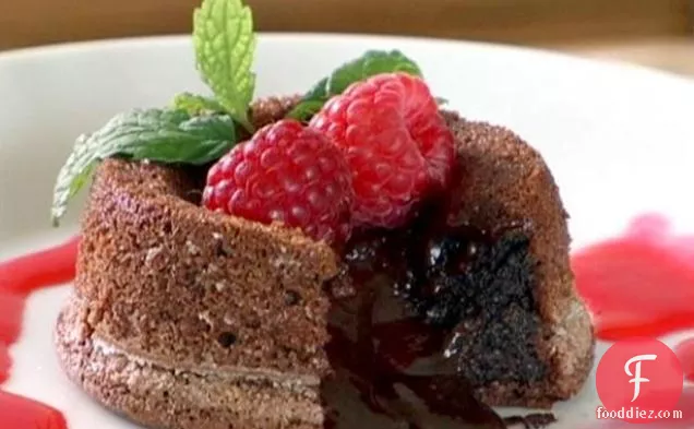 Molten Chocolate Cakes with Raspberry Sauce