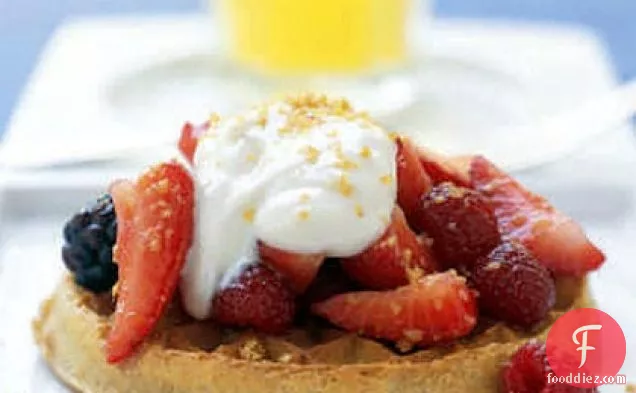 Honeyed Yogurt and Mixed Berries with Whole-Grain Waffles