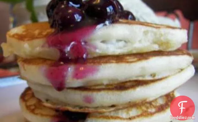 Blueberry Sour Cream Pancakes With Blueberry Sauce