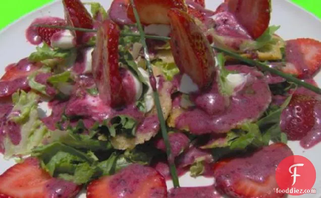 Wild Strawberry Salad W/ Pepper Toasted Parmesan Crisps & Bl