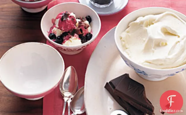 Vanilla Frozen Yogurt with Brandied Cherries and Dark Chocolate
