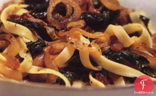 Pasta With Caramelized Onions And Bitter Greens