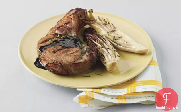 Quick-brined Grilled Pork Chops With Treviso And Balsamic Glaze