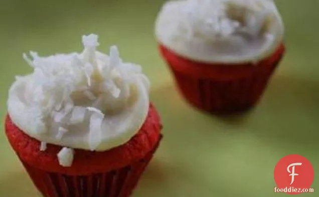 Red Velvet Cupcakes with Coconut and Cream Cheese Frosting