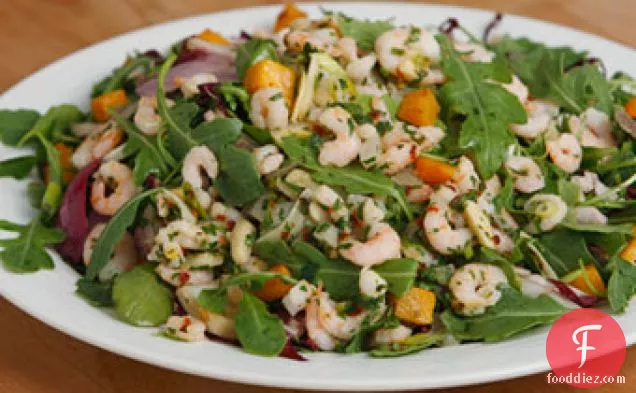 Autumn Salad With Warm Oregon Shrimp Vinaigrette