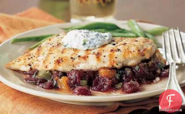 Pan-Grilled Chicken with Cranberry Salsa