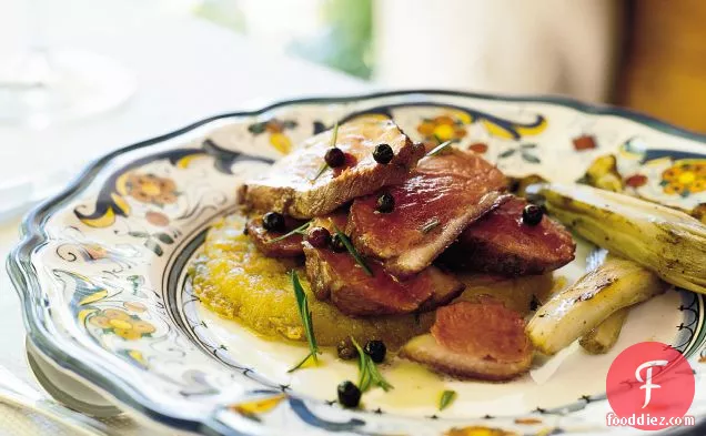 Grilled Duck Breasts and Endives with Rosemary-Juniper Oil
