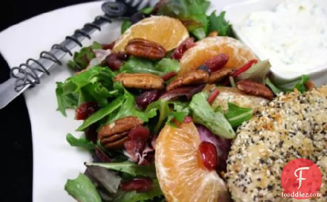 Mixed Green Salad With Oranges, Dried Cranberries and Pecans
