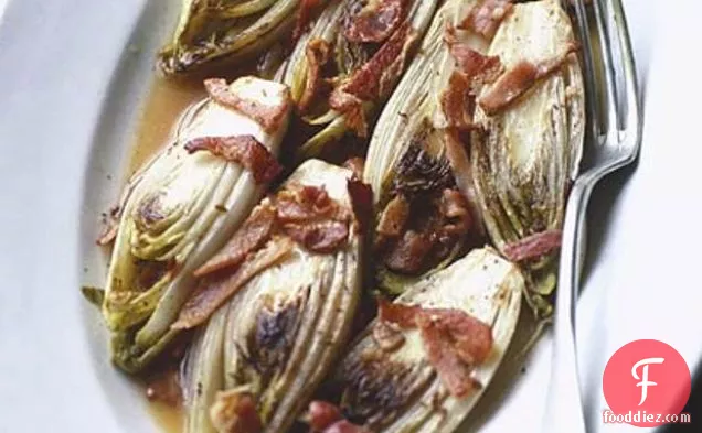 Chicory Braised With Bacon, Cider & Garlic