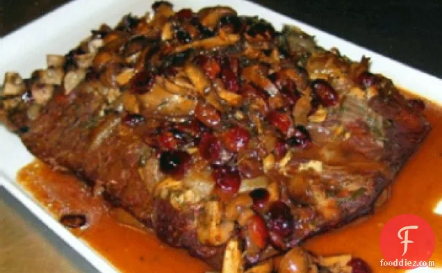 Brisket With Portabella Mushrooms and Dried Cranberries