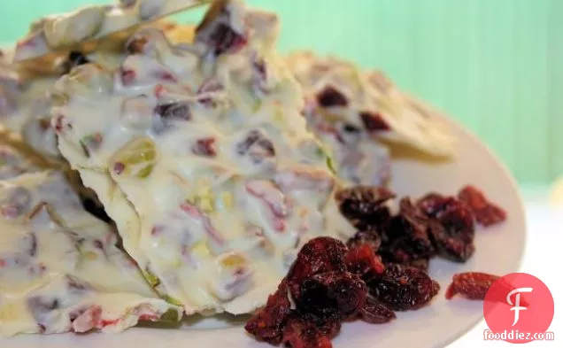 White Chocolate Bark With Pistachios and Dried Cranberries